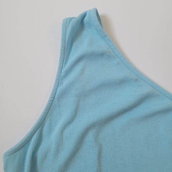 Princess Polly Blue One Shoulder Ribbed Crop Top Size 12 - Picture 2 of 4